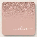 Roos Gold Blush Roze Glitter Script Monogram Girly Bier Onderzetter<br><div class="desc">Roos Gold Blush Pink Glitter Script Monogram Naam PapierOnderzetters. Dit maakt het perfecte afstuderen,  de verjaardag,  de bruiloft,  het vrijgezellenfeest,  de verjaardag,  het baby shower of het bachelorette feest cadeau voor iemand die van glam luxe en chic stijlen houdt.</div>