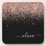 Roos Gold Blush Roze Glitter Script Monogram Girly Bier Onderzetter<br><div class="desc">Zwart en Roos Gold Blush Roze Glitter Script Monogram Naam PapierOnderzetters. Dit maakt het perfecte afstuderen,  de verjaardag,  de bruiloft,  het vrijgezellenfeest,  de verjaardag,  het baby shower of het bachelorette feest cadeau voor iemand die van glam luxe en chic stijlen houdt.</div>