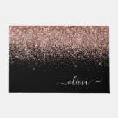 Roos Gold Blush Roze Glitter Script Monogram Girly Deurmat (Voorkant)