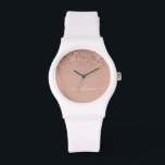 Roos Gold Blush Roze Glitter Script Monogram Girly Horloge<br><div class="desc">Roos Gold - Blush Pink Sparkle Glitter Script Monogram Name Watch. Dit maakt het perfecte afstuderen,  de verjaardag,  de bruiloft,  het vrijgezellenfeest,  de verjaardag,  het baby shower of het bachelorette feest cadeau voor iemand die van glam luxe en chic stijlen houdt.</div>