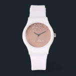 Roos Gold Blush Roze Glitter Script Monogram Girly Horloge<br><div class="desc">Roos Gold - Blush Pink Sparkle Glitter Script Monogram Name Watch. Dit maakt het perfecte afstuderen,  de verjaardag,  de bruiloft,  het vrijgezellenfeest,  de verjaardag,  het baby shower of het bachelorette feest cadeau voor iemand die van glam luxe en chic stijlen houdt.</div>