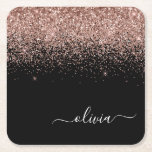 Roos Gold Blush Roze Glitter Script Monogram Girly Kartonnen Onderzetters<br><div class="desc">Zwart en Roos goud - Blush roze sparkle Glitter Script Monogram Naam Papieren Onderzetters. Dit maakt het perfecte afstuderen,  de verjaardag,  de bruiloft,  het vrijgezellenfeest,  de verjaardag,  het baby shower of het bachelorette feest cadeau voor iemand die van glam luxe en chic stijlen houdt.</div>
