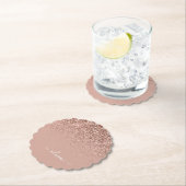 Roos Gold Blush Roze Glitter Script Monogram Girly Kartonnen Onderzetters (Insitu)