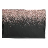 Roos Gold Blush Roze Glitter Script Monogram Girly Kussensloop (Achterkant)