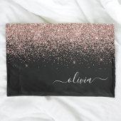 Roos Gold Blush Roze Glitter Script Monogram Girly Kussensloop