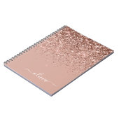 Roos Gold Blush Roze Glitter Script Monogram Girly Notitieboek (Linkerzijde)