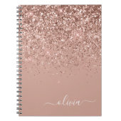 Roos Gold Blush Roze Glitter Script Monogram Girly Notitieboek (Voorkant)