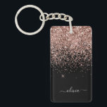 Roos Gold Blush Roze Glitter Script Monogram Girly Sleutelhanger<br><div class="desc">Roos Gold - Blush roze en Black Sparkle Glitter Script Monogram Name Sleutelhanger. Dit maakt de perfecte liefhebbende 16 verjaardag,  bruiloft,  vrijgezellenfeest,  verjaardagsdag,  baby shower of vrijgezellenfeest voor iemand die van luxe glam en stijl houdt.</div>