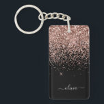 Roos Gold Blush Roze Glitter Script Monogram Girly Sleutelhanger<br><div class="desc">Roos Gold - Blush roze en Black Sparkle Glitter Script Monogram Name Sleutelhanger. Dit maakt de perfecte liefhebbende 16 verjaardag,  bruiloft,  vrijgezellenfeest,  verjaardagsdag,  baby shower of vrijgezellenfeest voor iemand die van luxe glam en stijl houdt.</div>