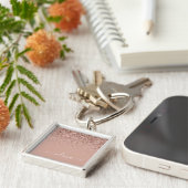 Roos Gold Blush Roze Glitter Script Monogram Girly Sleutelhanger (Zijkant)