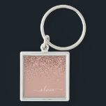 Roos Gold Blush Roze Glitter Script Monogram Girly Sleutelhanger<br><div class="desc">Roos Gold - Blush Pink Sparkle Glitter Script Monogram Name Keychains (Sleutelhanger). Dit maakt de perfecte liefhebbende 16 verjaardag,  bruiloft,  vrijgezellenfeest,  verjaardagsdag,  baby shower of vrijgezellenfeest voor iemand die van luxe glam en stijl houdt.</div>