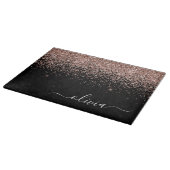 Roos Gold Blush Roze Glitter Script Monogram Girly Snijplank (Hoek)