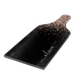 Roos Gold Blush Roze Glitter Script Monogram Girly Snijplank (Hoek)