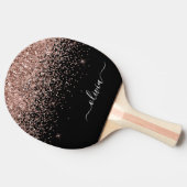 Roos Gold Blush Roze Glitter Script Monogram Girly Tafeltennisbatje (Zijkant)