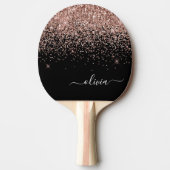 Roos Gold Blush Roze Glitter Script Monogram Girly Tafeltennisbatje (Voorkant)