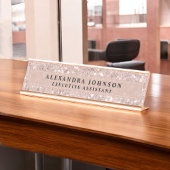 Roos Gold - Blush roze glitter Sparkle Moderne Chi Bureau Naambordje