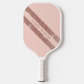 Roos Gold Blush Roze Glitter Stripe Sporty Pickleball Paddle (Achterkant)