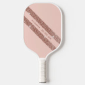Roos Gold Blush Roze Glitter Stripe Sporty Pickleball Paddle (Voorkant)