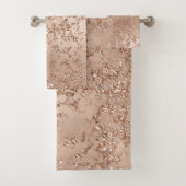 Roos Gold Blush Roze gloed Sparkle Crackle Chic Bad Handdoek (Insitu)