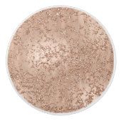 Roos Gold Blush Roze gloed Sparkle Crackle Chic Keramische Knop (Voorkant)