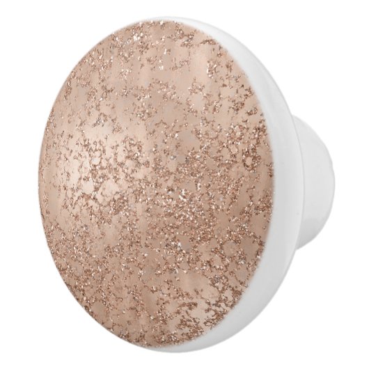 Roos Gold Blush Roze gloed Sparkle Crackle Chic Keramische Knop (Rechts)