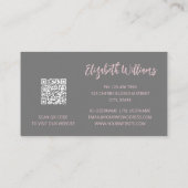 Roos Gold Blush Roze grijze Floral | QR-code Visitekaartje (Achterkant)