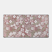 Roos Gold Blush Roze Kleine Rozen Witte Bloemen Bureaumat (Voorkant)