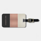 ROOS GOLD BLUSH ROZE KOPERZWART ZILVERSTROKEN BAGAGELABEL (Voorkant horizontaal)