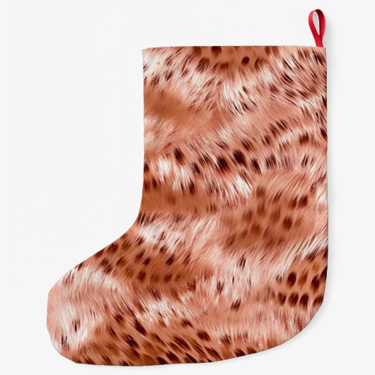 Roos Gold Blush Roze Luipaard Grote Kerstsok (Achterkant)