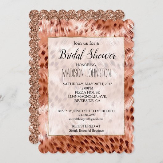 Roos Gold Blush Roze Luipaard Kaart (Voorkant / Achterkant)