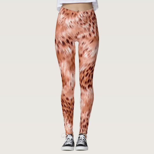 Roos Gold Blush Roze Luipaard Leggings (Voorkant)