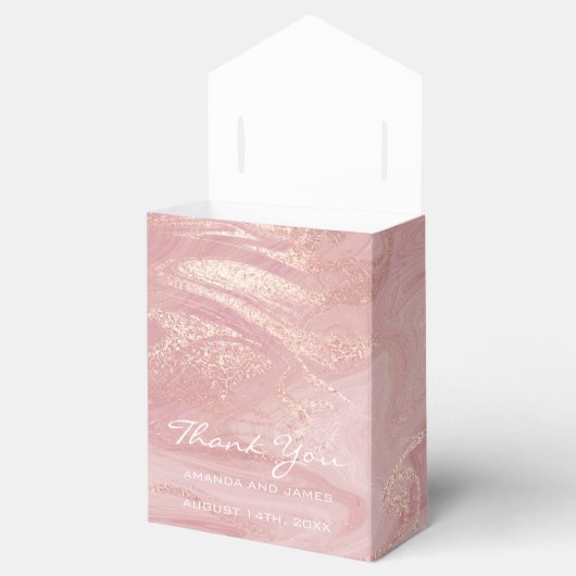 Roos Gold Blush Roze marble Favor Gift (dank) Bedankdoosjes (Geopend)