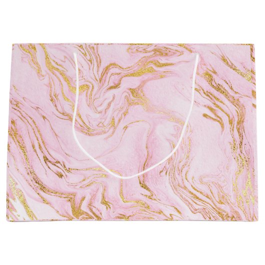 Roos Gold Blush Roze Marble White Abstract Glam Large Cadeautasje (Voorkant)