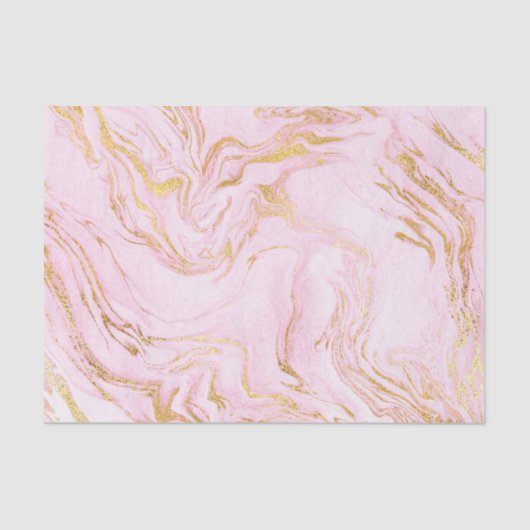 Roos Gold Blush Roze Marble White Abstract Metalli Tissuepapier (Voorkant)