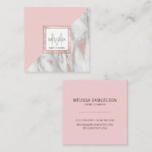 Roos Gold Blush Roze marmer Grey Feminine Vierkante Visitekaartje (Voorkant / Achterkant)