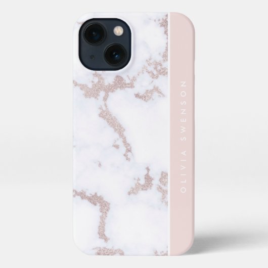 Roos Gold & Blush roze marmer Subtle - op maat gem iPhone Hoesje (Achterkant)