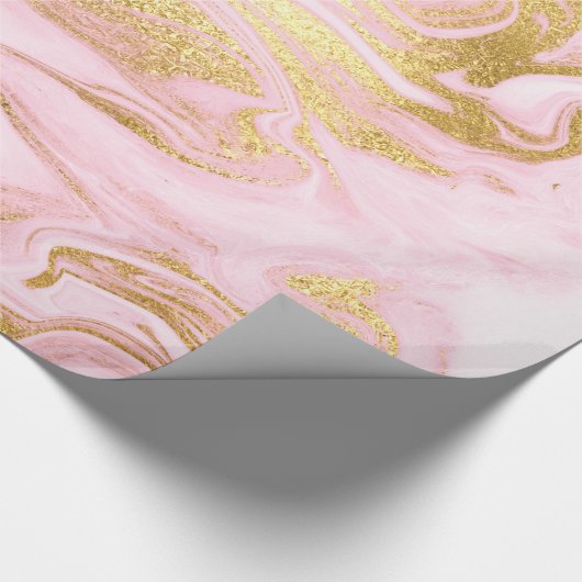 Roos Gold Blush Roze marmer White Abstract metaal Cadeaupapier (Hoek)
