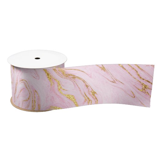 Roos Gold Blush Roze marmer White - wit Satijnen Lint (Spoel)
