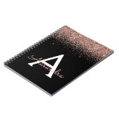 Roos Gold Blush Roze Monogram zwart Glitter Notitieboek (Linkerzijde)
