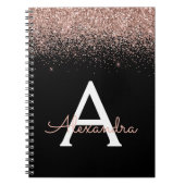 Roos Gold Blush Roze Monogram zwart Glitter Notitieboek (Voorkant)