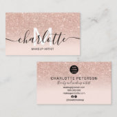 Roos Gold Blush Roze Ombre Marmeren Naam Make-up l Visitekaartje (Voorkant / Achterkant)