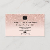Roos Gold Blush Roze Ombre Marmeren Naam Make-up l Visitekaartje (Achterkant)
