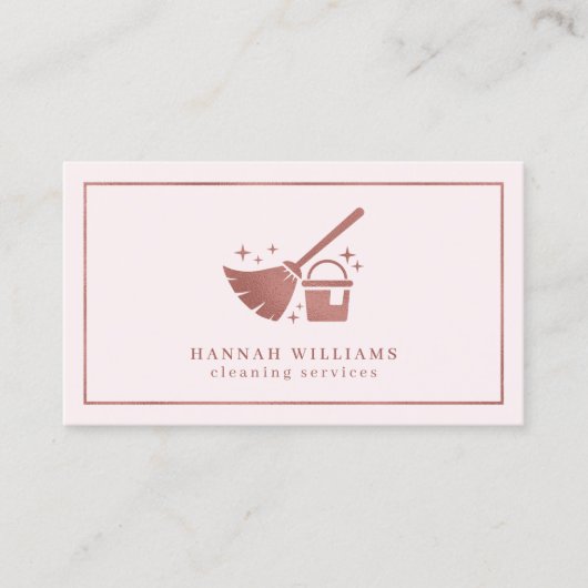 Roos Gold & Blush roze reinigingsservices Visitekaartje (Voorkant)