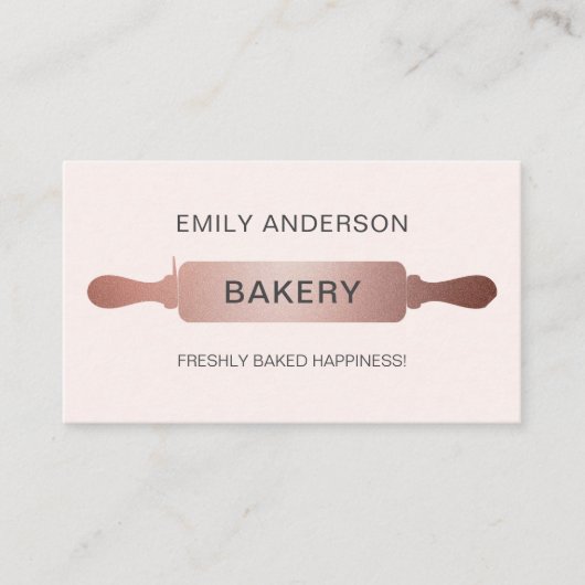 Roos Gold Blush Roze Rolling Pin Bakery Visitekaartje (Voorkant)