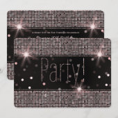 Roos Gold Blush Roze Sparkle Lights Party Kaart (Voorkant / Achterkant)
