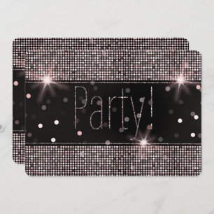 Roos Gold Blush Roze Sparkle Lights Party Kaart