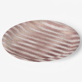Roos Gold Blush Roze Strepen Glitz Papieren Bordje (Gekanteld)