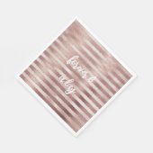 Roos Gold Blush Roze Strepen Glitz Vrijgezellenfee Servet (Hoek)