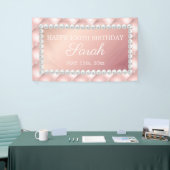 Roos Gold Blush Roze Witte Parels 100e Verjaardag Spandoek (Beurs)