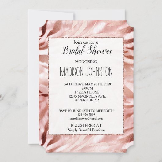 Roos Gold Blush Roze Zebra Kaart (Voorkant)